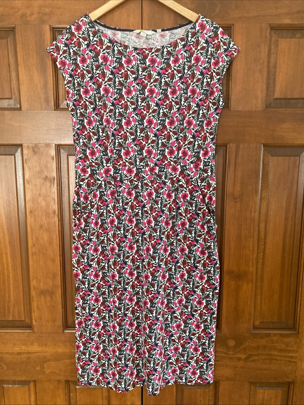 Boden Pink Floral cotton Florrie Midi Dress women’s size 10 L